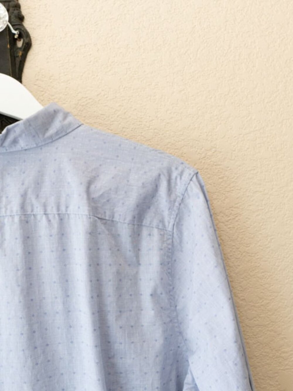 Lands End Button Up Shirt Size 18 Blue Cotton Long Sleeve Classic Workwear - Picture 9 of 12